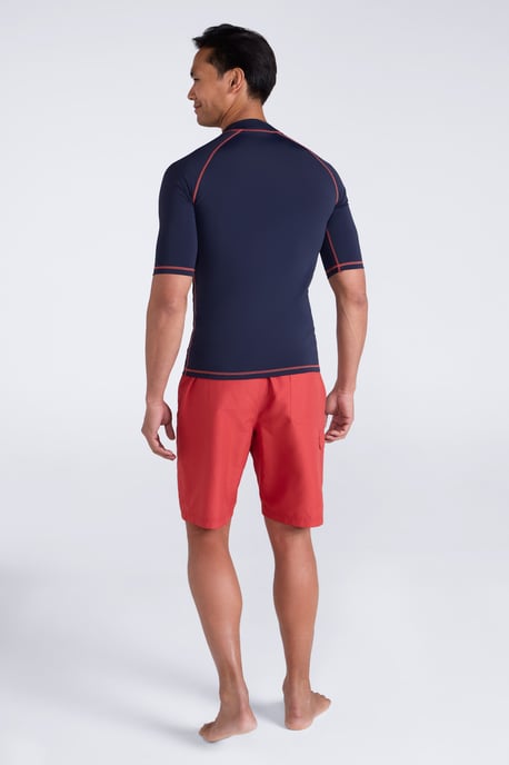 Men's UV Rash Vest Sun Protection Quick Drying Swimwear Stretchy Beach Surf Top Blue/Navy - Image 4
