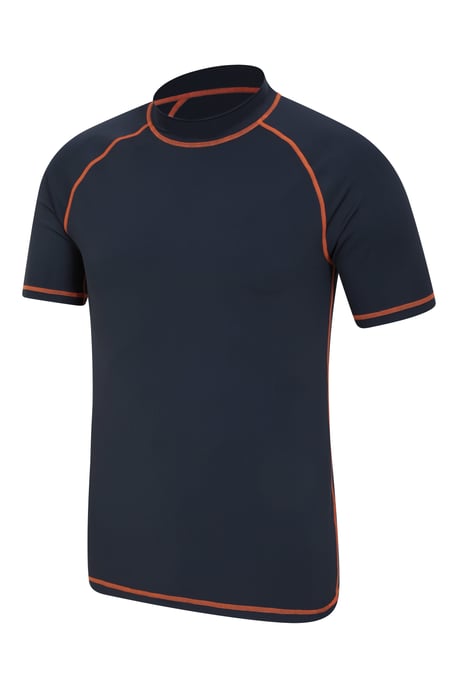 Men's UV Rash Vest Sun Protection Quick Drying Swimwear Stretchy Beach Surf Top Blue/Navy - Image 6