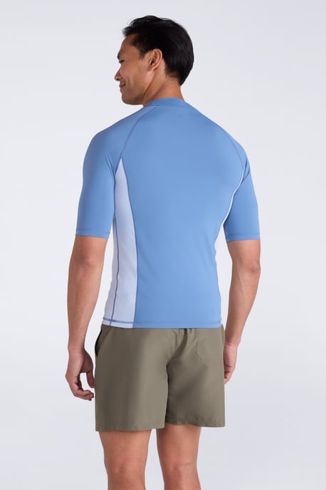 Men's UV Rash Vest Sun Protection Quick Drying Swimwear Stretchy Beach Surf Top Pale Blue - Image 3