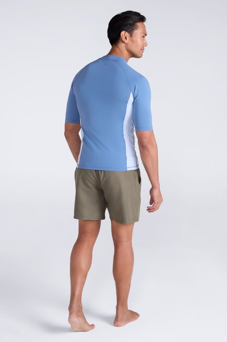Men's UV Rash Vest Sun Protection Quick Drying Swimwear Stretchy Beach Surf Top Pale Blue - Image 4