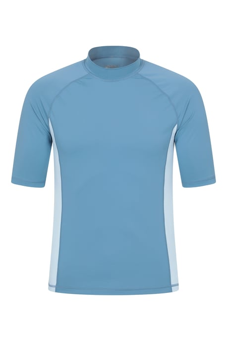 Men's UV Rash Vest Sun Protection Quick Drying Swimwear Stretchy Beach Surf Top Pale Blue - Image 5