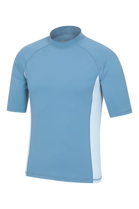 Men's UV Rash Vest Sun Protection Quick Drying Swimwear Stretchy Beach Surf Top Pale Blue - Image 6
