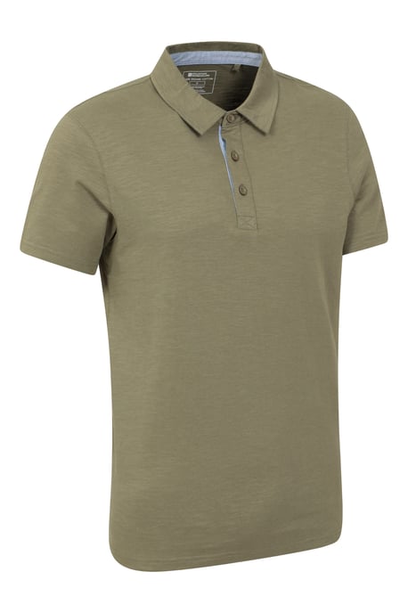'Hasst II' Men's Polo with Button Neck Cotton Sun Protection Casual Tee Green - Image 3