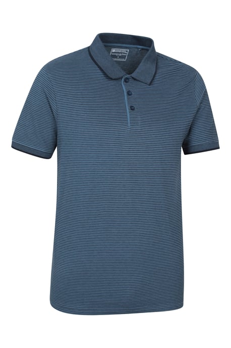 'Dawnay Pique' Men's Slub Textured Polo Shirt Comfy Casual T-Shirt Dark Blue - Image 3