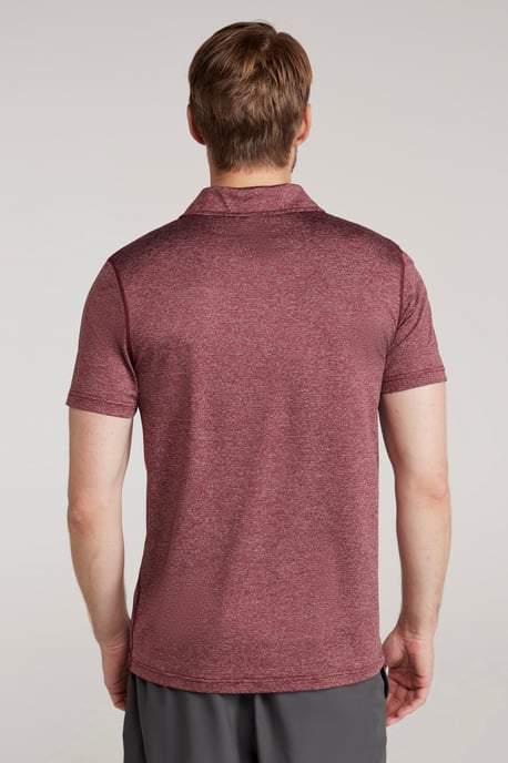 'Agra' Men's Striped Polo T-Shirt Sun Protection Sweat Wicking Tee Burgundy - Image 3