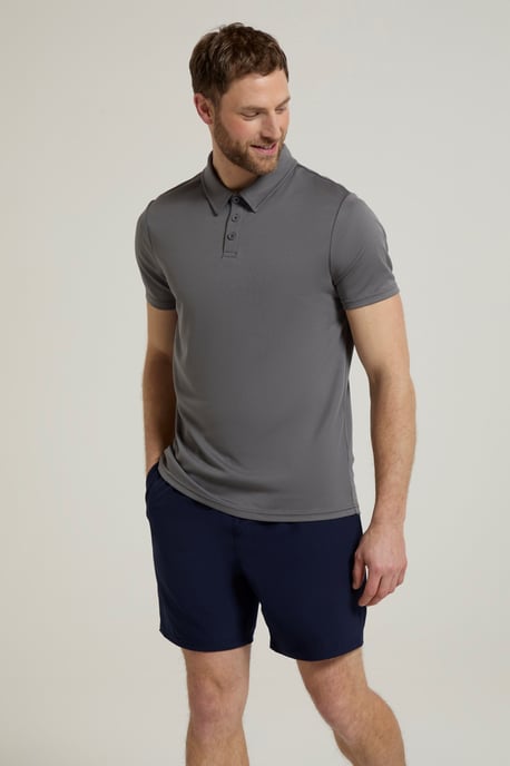 'Endurance' Men's Polo IsoCool Sun Protection Top Quick Dry Everyday Tee Dark Grey - Image 2