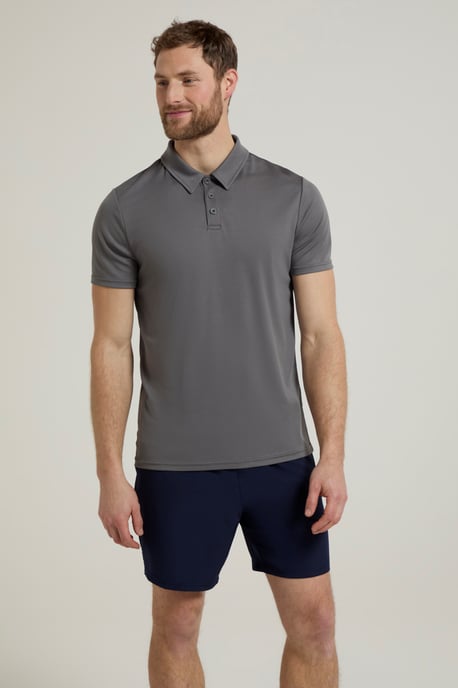 'Endurance' Men's Polo IsoCool Sun Protection Top Quick Dry Everyday Tee Dark Grey - Image 4