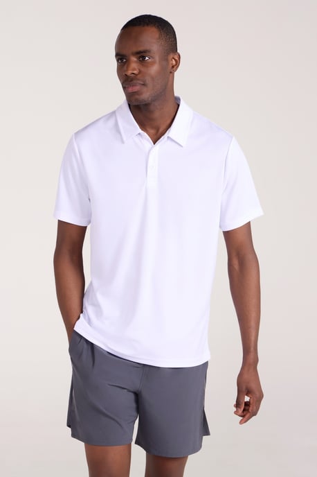 'Endurance' Men's Polo IsoCool Sun Protection Top Quick Dry Everyday Tee White - Image 1