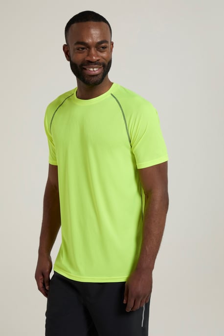 'Aero II' Men's Short Sleeve Top with Reflective Print IsoCool Sports Tee Yellow - Image 2