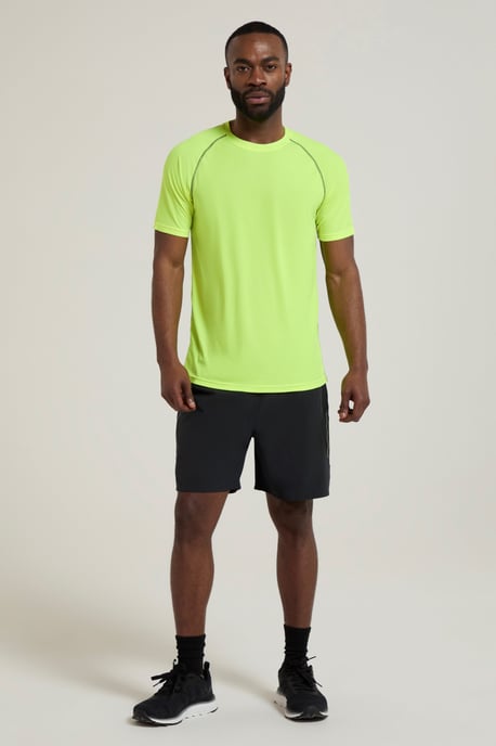 'Aero II' Men's Short Sleeve Top with Reflective Print IsoCool Sports Tee Yellow - Image 3