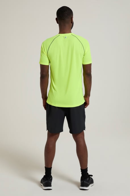 'Aero II' Men's Short Sleeve Top with Reflective Print IsoCool Sports Tee Yellow - Image 4