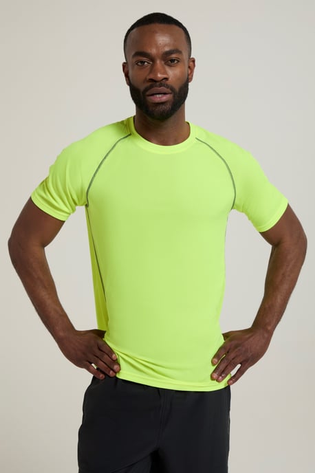 'Aero II' Men's Short Sleeve Top with Reflective Print IsoCool Sports Tee Yellow - Image 5