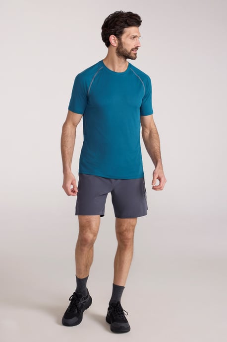 'Aero II' Men's Short Sleeve Top with Reflective Print IsoCool Sports Tee Navy/Blue - Image 2