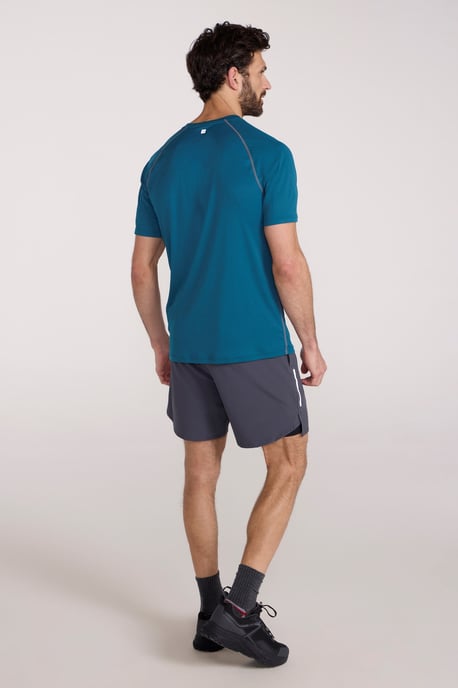'Aero II' Men's Short Sleeve Top with Reflective Print IsoCool Sports Tee Navy/Blue - Image 4