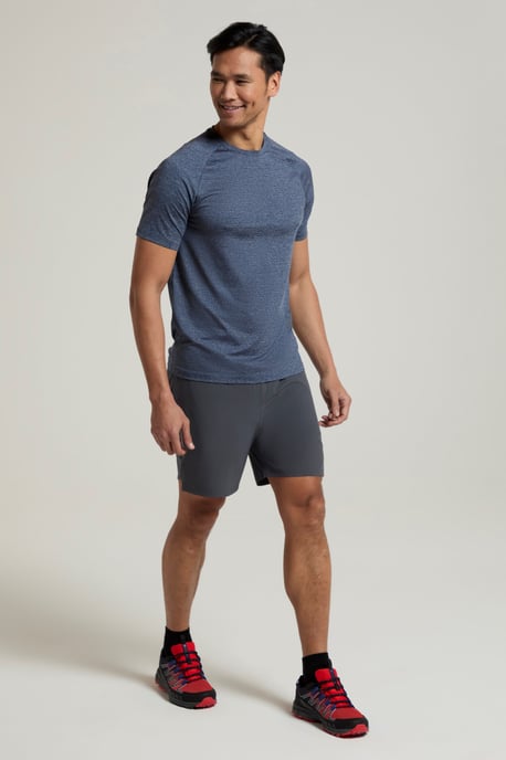 'Agra' Men's IsoCool Striped Tee Sun Protection Comfy Sports T-Shirt Navy - Image 2