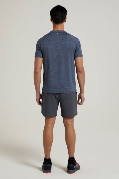 'Agra' Men's IsoCool Striped Tee Sun Protection Comfy Sports T-Shirt Navy - Image 3