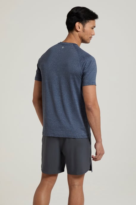 'Agra' Men's IsoCool Striped Tee Sun Protection Comfy Sports T-Shirt Navy - Image 4