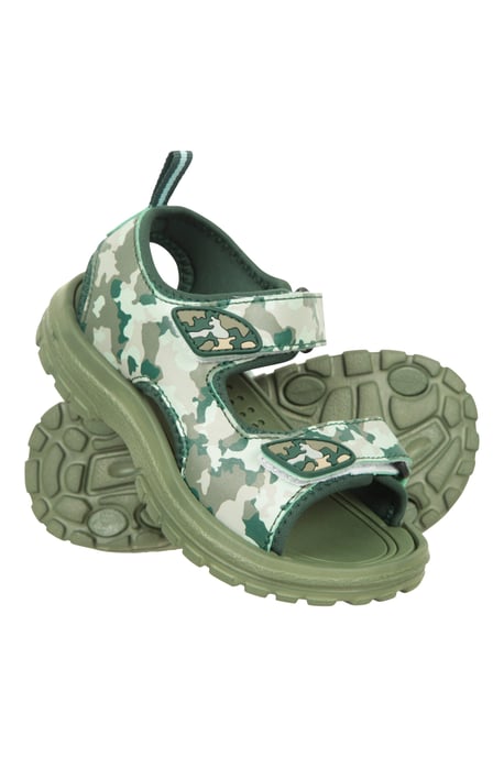 'Sand' Kids Sandals with Touch Strap Fastening Summer Shoes Green - Image 1