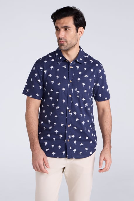 'Preston Illustration' Men's Shirt Breathable Summer Holiday Top Blue - Image 1