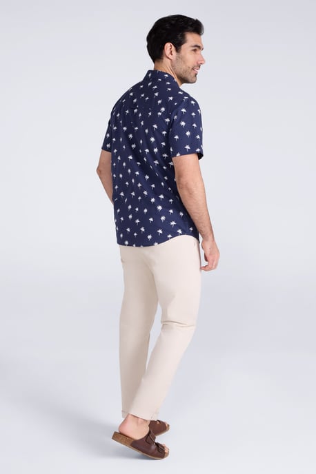'Preston Illustration' Men's Shirt Breathable Summer Holiday Top Blue - Image 4