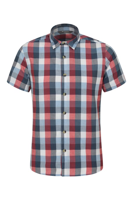 'Weekender' Men's Short Sleeve Shirt 100% Cotton Lightweight Breathable Top Red - Image 6