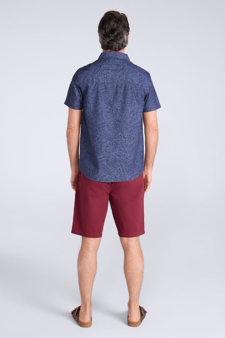 Tropical Printed Men's Short Sleeve Shirt 100% Cotton Chest Pocket Holiday Top Pale Blue - Image 5