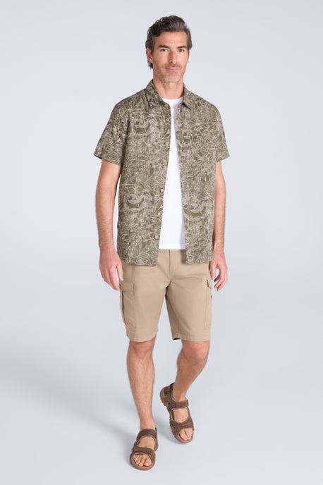 Tropical Printed Men's Short Sleeve Shirt 100% Cotton Chest Pocket Holiday Top Dark Green - Image 2
