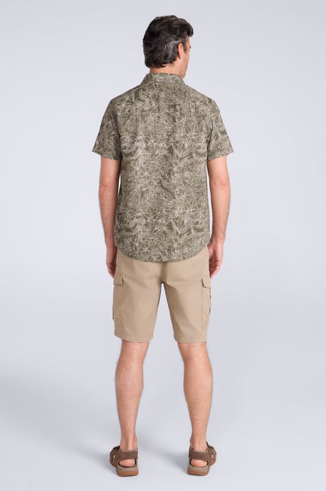 Tropical Printed Men's Short Sleeve Shirt 100% Cotton Chest Pocket Holiday Top Dark Green - Image 5