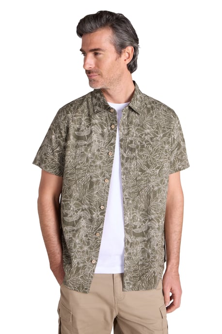 Tropical Printed Men's Short Sleeve Shirt 100% Cotton Chest Pocket Holiday Top Dark Green - Image 6