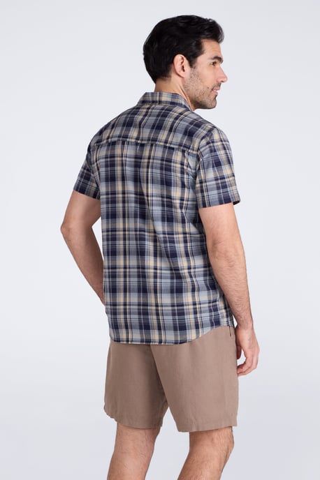 'Weekender' Men's Short Sleeve Shirt 100% Cotton Lightweight Breathable Top Pale Blue - Image 3