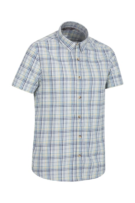 'Weekender' Men's Short Sleeve Shirt 100% Cotton Lightweight Breathable Top Pale Blue - Image 5