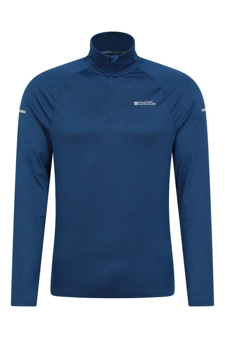 'Echo' Men's Melange Half Zip Midlayer Lightweight Reflective Slim Fit Jumper Navy - Image 1