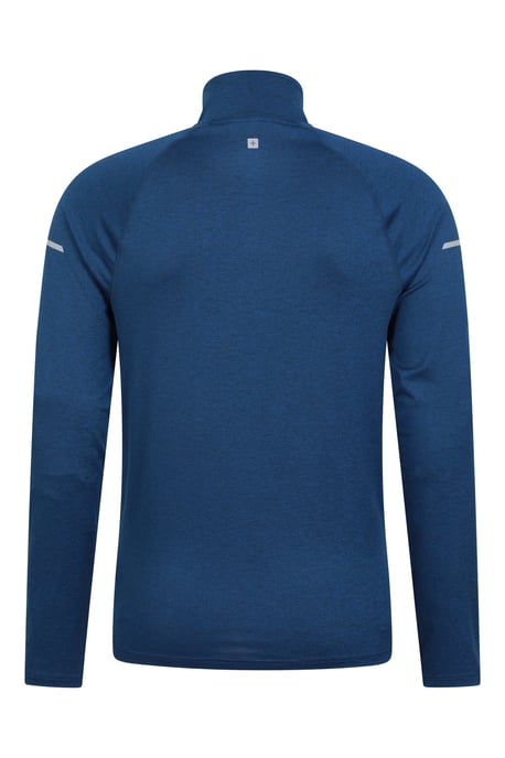 'Echo' Men's Melange Half Zip Midlayer Lightweight Reflective Slim Fit Jumper Navy - Image 3