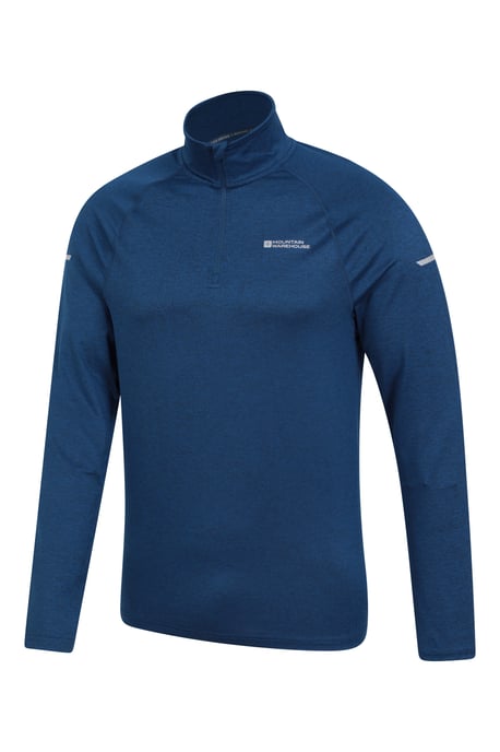 'Echo' Men's Melange Half Zip Midlayer Lightweight Reflective Slim Fit Jumper Navy - Image 4