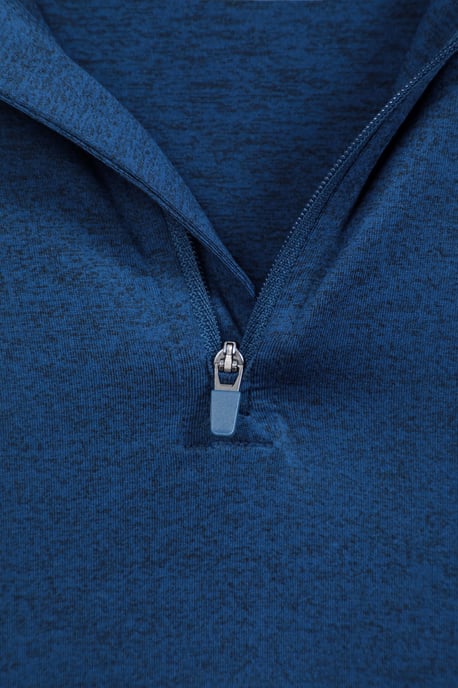 'Echo' Men's Melange Half Zip Midlayer Lightweight Reflective Slim Fit Jumper Navy - Image 5