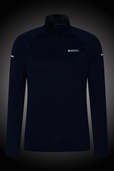 'Echo' Men's Melange Half Zip Midlayer Lightweight Reflective Slim Fit Jumper Navy - Image 6