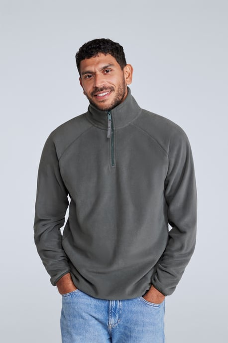 'Stockholm' Men's Fleece Jacket Half Zip Warm Cosy Sweater Dark Grey - Image 1