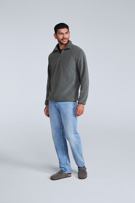 'Stockholm' Men's Fleece Jacket Half Zip Warm Cosy Sweater Dark Grey - Image 3