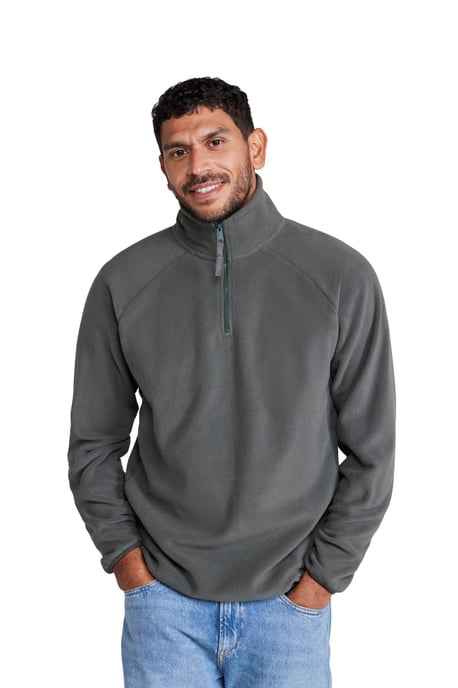 'Stockholm' Men's Fleece Jacket Half Zip Warm Cosy Sweater Dark Grey - Image 5