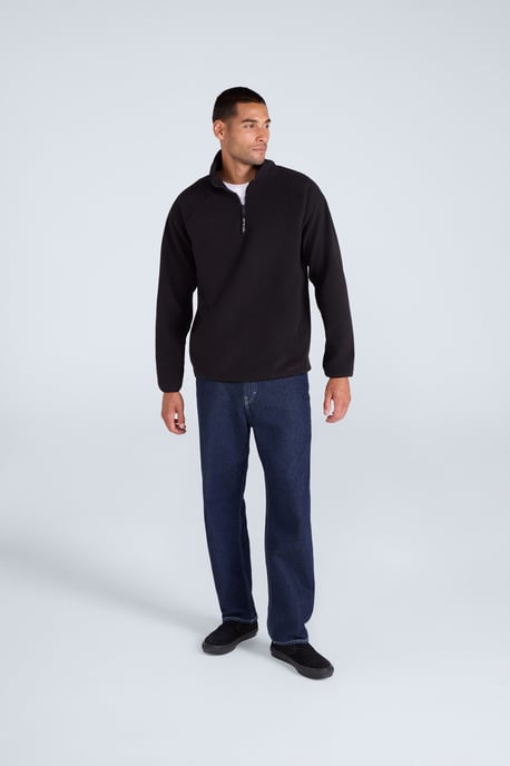 'Stockholm' Men's Fleece Jacket Half Zip Warm Cosy Sweater Black - Image 2