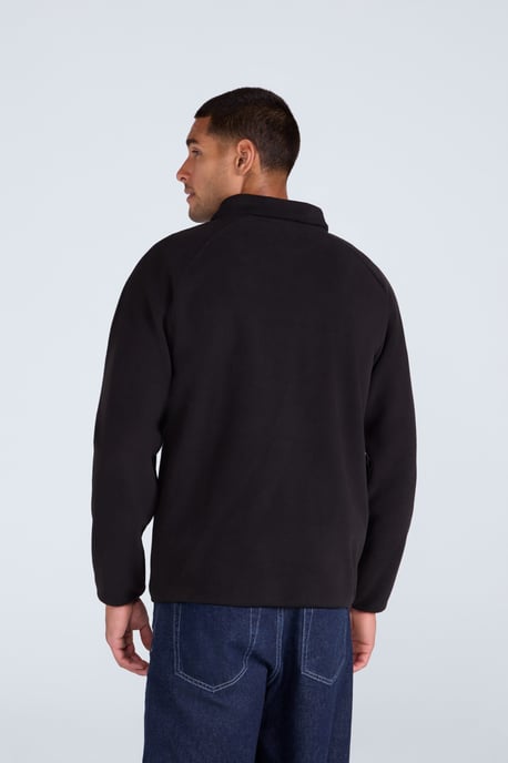'Stockholm' Men's Fleece Jacket Half Zip Warm Cosy Sweater Black - Image 3