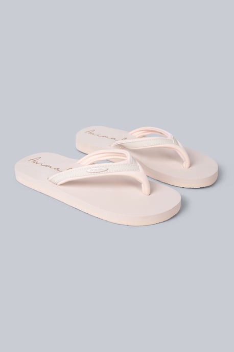 'Swish' Women's Flip Flops with Soft Padded Upper Straps Comfy Slip-on Beach Sandals Beige - Image 1