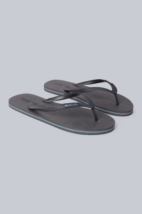 'Oceana' Men's Flip Flops Lightweight Slip On Casual Walking Beach Slippers Charcoal - Image 1