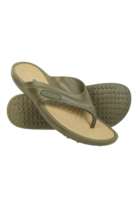 'Street' Men's Flip Flops Grippy Outsole Slip On Lightweight Cushioned Slippers Khaki - Image 1