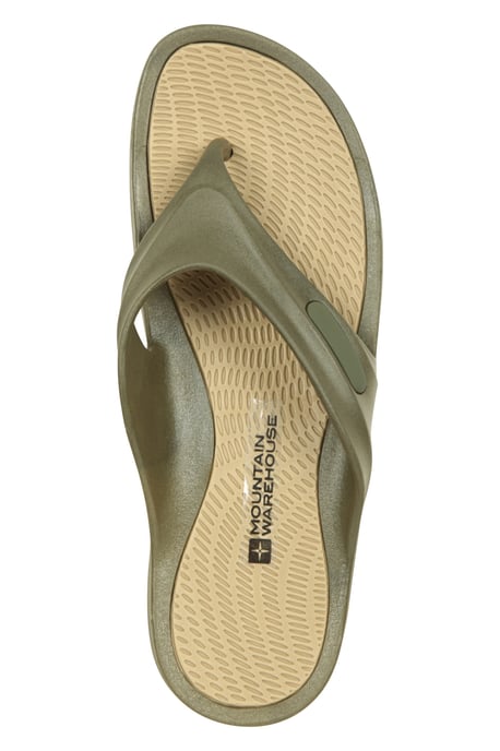 'Street' Men's Flip Flops Grippy Outsole Slip On Lightweight Cushioned Slippers Khaki - Image 5