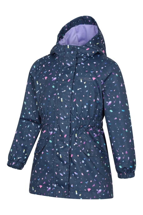 'Dale' Kids Printed Jacket with Taped Seams Multiple Pockets Waterproof Everyday Coat Navy - Image 2