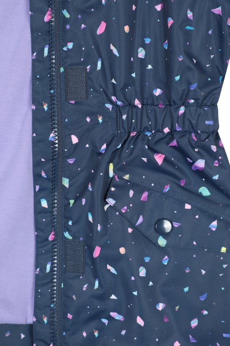 'Dale' Kids Printed Jacket with Taped Seams Multiple Pockets Waterproof Everyday Coat Navy - Image 4