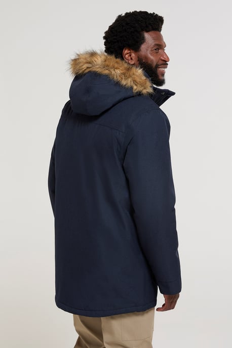 'Gorge' Men's Long Jacket Waterproof Breathable Warm Comfy Coat Navy - Image 3