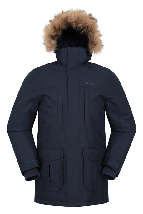 'Gorge' Men's Long Jacket Waterproof Breathable Warm Comfy Coat Navy - Image 5
