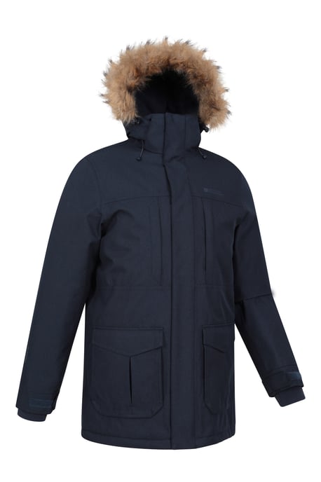 'Gorge' Men's Long Jacket Waterproof Breathable Warm Comfy Coat Navy - Image 6